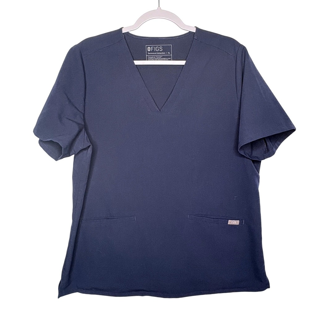 FIGS Casma Three-Pocket Scrub‎ Top Navy Blue XL FW1100 V-Neck Medical Uniform